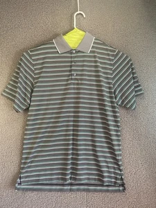 Footjoy Polo Shirt Mens Large Gray Stripe Lightweight Stretch Outdoor Logo Golf - Picture 1 of 6