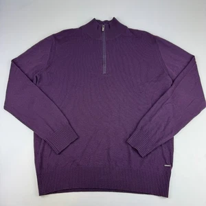 Ermenegildo Zegna Sport Mens Size XL 100% Wool 1/4 Zip Sweater Plum Purple *Read - Picture 1 of 9
