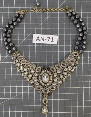 ** (NOS) Heidi Daus vale la pena esperar-perla negra, collar de cristal gris AN-71 Foto 1 de 3