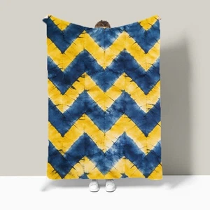 Tie Dye Geometric Zigzags Bedspread Sofa Throw Blanket Birthday Christmas Gift - Picture 1 of 25
