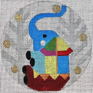 Needlepoint Handpainted Christmas Melissa Prince Elephant Abstract 4" - Picture 1 of 4