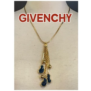 RARA GIVECHY Collana Ciondolo Oro/Marina Donna Stile Vintage Gioielli Auth - Foto 1 di 8