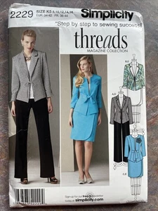 Simplicity 2229 Sewing Pattern Outfits Bow Front Jacket Pants Skirt Size 8-16 - Picture 1 of 6