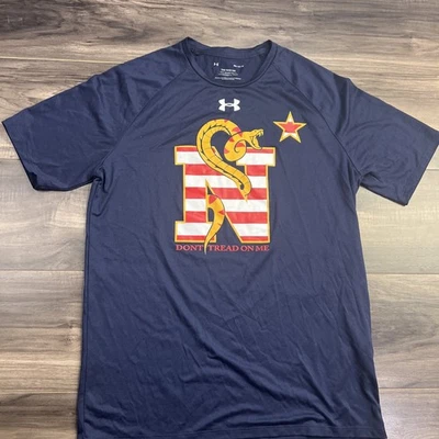 Under Armour Shirt Mens Medium Navy Don't Tread On Me Gadsen Flag Blue - Image 1 of 4