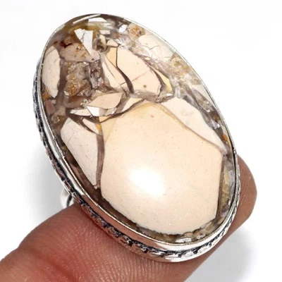 925 Silver Plated Brecciated Mookaite Ethnic Ring Jewelry Size US 9 GW - Image 1 of 3