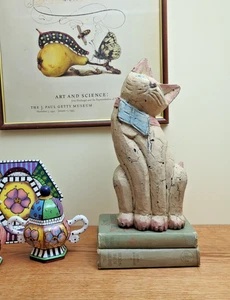 Vintage Volkskunst geschnitzte Holz Katze - Bild 1 von 8