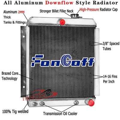 3 Row Aluminum Radiator for 1947-1954 1948 Chevy 3100 3600 3700 3800 3900 Truck Foto 1 de 4