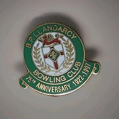Vintage B P  Llandarcy Bowling Club 75th Anniversary 1922-1997 Enamel Pin Badge - Image 1 of 2
