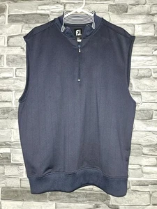 Men's FootJoy FJ Navy Blue & White knit 1/4 zip vest size Large M - Picture 1 of 8