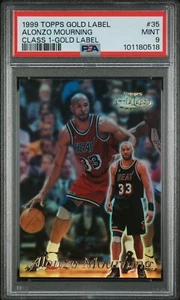 1999-00 TOPPS GOLD LABEL ALONZO MOURNING PSA 9 (POP 2, 0 HIGHER) #35 HEAT HOF - Picture 1 of 3