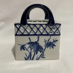 Blue And White Porcelain Handbag Shape Small Vase - Picture 1 of 1