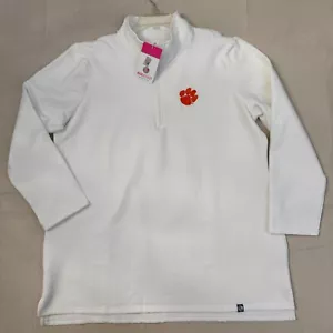 Clemson Tigers White 1/4 Zip Pullover Sweatshirt Marleylilly 3XL NWT - Picture 1 of 13
