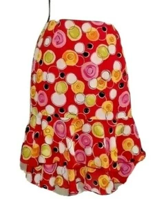 Alli Y Damen Vintage Rock Gr. 2 rot mit bunten Blasen Rüschensaum. Fun - Bild 1 von 8