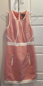 Laundry by Shelli Segal koralle-weißes Etuikleid Größe 4. Süßes Weidenmuster - Bild 1 von 7