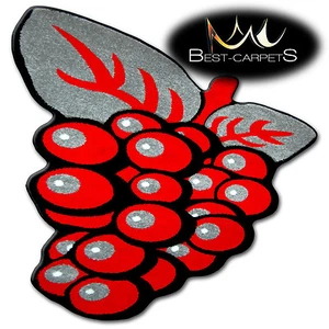 LUSTIGER KINDER KREIS TEPPICH "HAPPY " TRAUBENROT ausgefallene Muster HOCHWERTIG - Bild 1 von 9