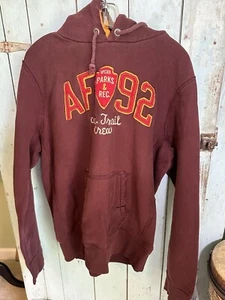 Abercrombie & Fitch Parks and Rec Hoodie Burgundy y2k Men's Medium - Picture 1 of 9