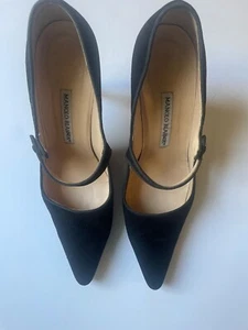 Manolo Blahnik black suede Mary Jane shoes 39.5 - Picture 1 of 6