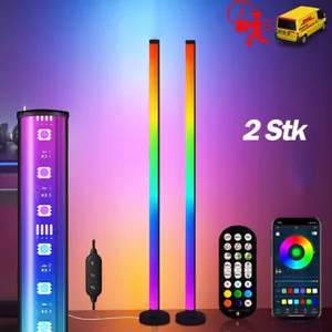2x RGB LED Stehleuchte Dimmbar Farbig Stehlampe Lichtsäule Standleuchte Dimmbar - Bild 1 von 14