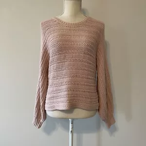 Hippie Rose Crochet Knit Cropped Sweater Size Small Dusty Pink Preppy Chunky - Picture 1 of 4
