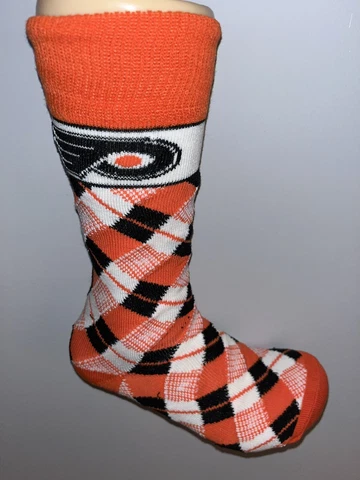 PHILADELPHIA FLYERS NHL HOCKEY MENS LOGO ARGYLE MIX CREW DRESS SOCKS LARGE Q Cover