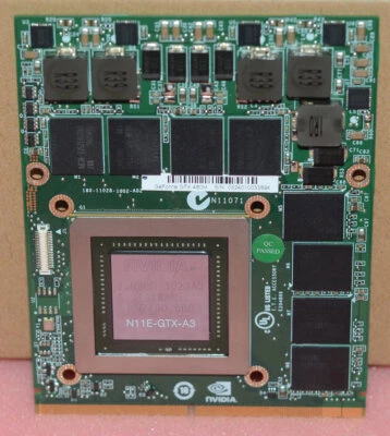 Clevo NVIDIA GTX 480M 2GB N11E-GTX-A3 Vedio card for Clevo D900F HP 8700W - Image 1 of 4