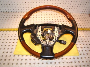 Lexus SC430 2006 cuero negro madera dirección original OEM 1 rueda, sin cubierta de aire - Imagen 1 de 24