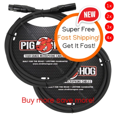 2 Pack Pig Hog PHM6 High Performance 8MM XLR Mic Cable, 6FT LIFETIME WARRANTY! - Image 1 of 3