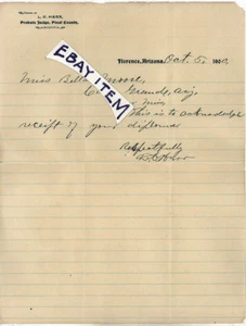 1900 L.C. HERR Briefkopf FLORENCE ARIZONA Nachlassrichter PINAL COUNTY signiert - Bild 1 von 1