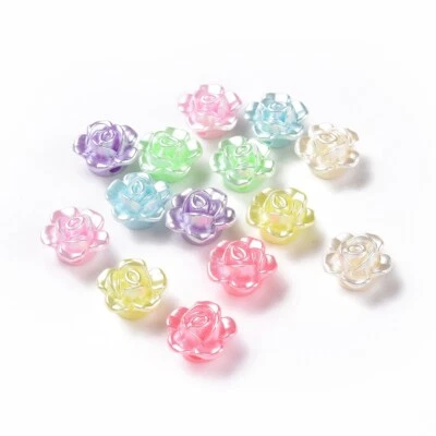 1428pcs Acrylic Beads Flower Rose Shape Bead DIY Charm Bracelet Necklace Making - Image 1 of 3