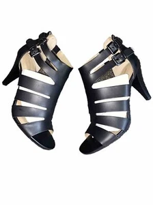 NEW Liz Claiborne 'Gavi' Cognac lack Strap 4" Stacked Heels/Sandals Open Toe 8.5 - Picture 1 of 13