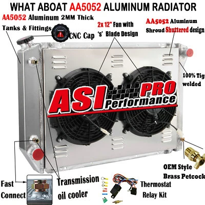 3Row Radiator +Shroud Fan For 1980-84 Ford F100 F150 F250 F350 Bronco 5.8L 7.5L - Изображение 1 из 4