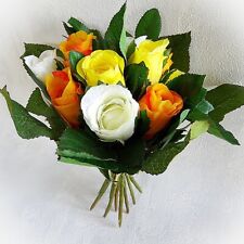 rose artificiali - mazzo 20 cm giallo bianco - fiori fiore fiori artificiali fiore artificiale