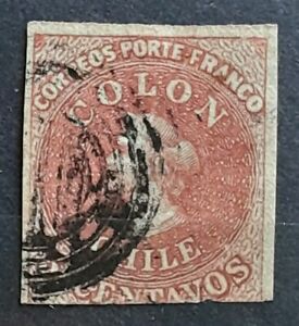 Chile 1854 Columbus 5c Used PD47