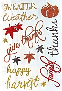 Sweater Weather Pumpkin Thanksgiving Family GLITTER Accents PC Stickers - Picture 1 of 1