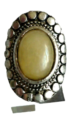 großer Achat Folklore SteinSchmuck Ring gelb Tibet Silber verstellbar NEU + TOP - Bild 1 von 3