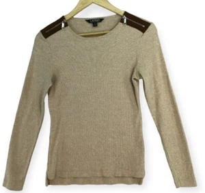 Maglione LAUREN RALPH LAUREN taglia M cotone scamosciato zip spalle pullover elasticizzato - Foto 1 di 12