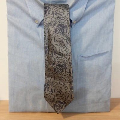 Corbata Jacquard Seda Cuello Para Hombre Azul Floral Art Nouveau Botánica MR YORK Japón ARA Foto 1 de 4