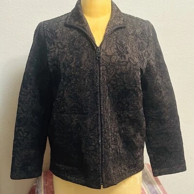 Chaqueta Mujer CHICOS Negra Paisley Bordada Lentejuelas Cremallera Talla 0 Foto 1 de 4