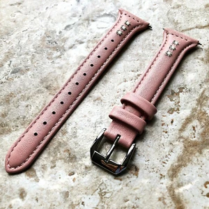 Pink with Crystals Slim Leather Band for Garmin Darth Vader & First Avenger-B22 - Picture 1 of 6