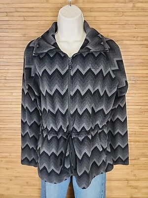 Chaqueta polar THE NORTH FACE gris cremallera completa tribal azteca Chevron para mujer mediana M  Foto 1 de 4