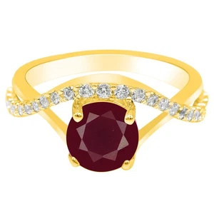 14KT Yellow Gold 1.38 Carat Natural Burmese Red Ruby IGI Certified Diamond Ring - Picture 1 of 4