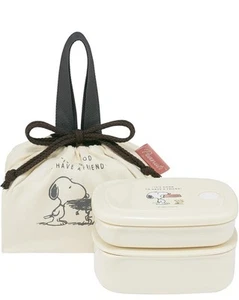 Peanuts Snoopy two bento box food container with a bag set 280ml 400ml Woodstock - Picture 1 of 10