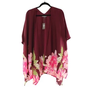 Vince Camuto Border Floral Tacked Ruana Topper Top #K234 - Bild 1 von 2