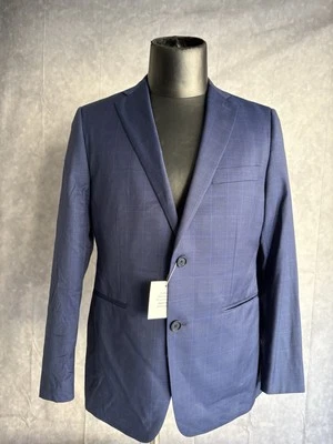 Blazer INDOCHINO Para Hombres Nuevo con Etiquetas Abrigo Deportivo Talla 40S Azul Ventana 100% Lana Foto 1 de 4