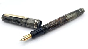 VINTAGE EVERSHARP DORIC FOUNTAIN PEN IN SILVER SHELL MANIFOLD 14K FINE NIB USA - Foto 1 di 13