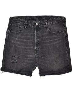 LEVI'S Mens 501 Distressed Denim Shorts W38 XL Black Cotton AS34 - Picture 1 of 4