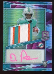 DeVon Achane 2023 Spectra Auto Rookie Patch Relic #209 Serial #d 16/25 Dolphins - Picture 1 of 2