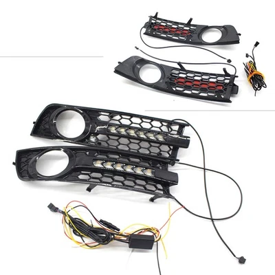 2pcs Flowing LED Fog Light Daytime Running Lght Grille For Audi A4 B6 2001-2005 Foto 1 de 4