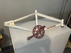 OLD SCHOOL BMX anni 80 BIANCO TELAIO PRO CW RACING VINTAGE CON PEDIVELLE TAKAGI TOURNEY ZL97 - Foto 1 di 8