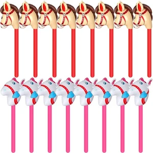 18 Pcs 40 Inch Brown Inflatable Stick Horse Blow Up Horsehead Stick Balloon H... - Picture 1 of 7
